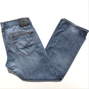 Levi's 514 Jeans Slim Straight Leg Men 36 32 Medium Blue Wash Back Zip Pockets